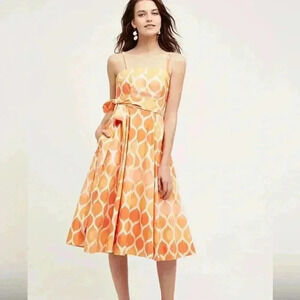 Anthropologie Freya Poplin Dress by Maeve - coral - Size 4